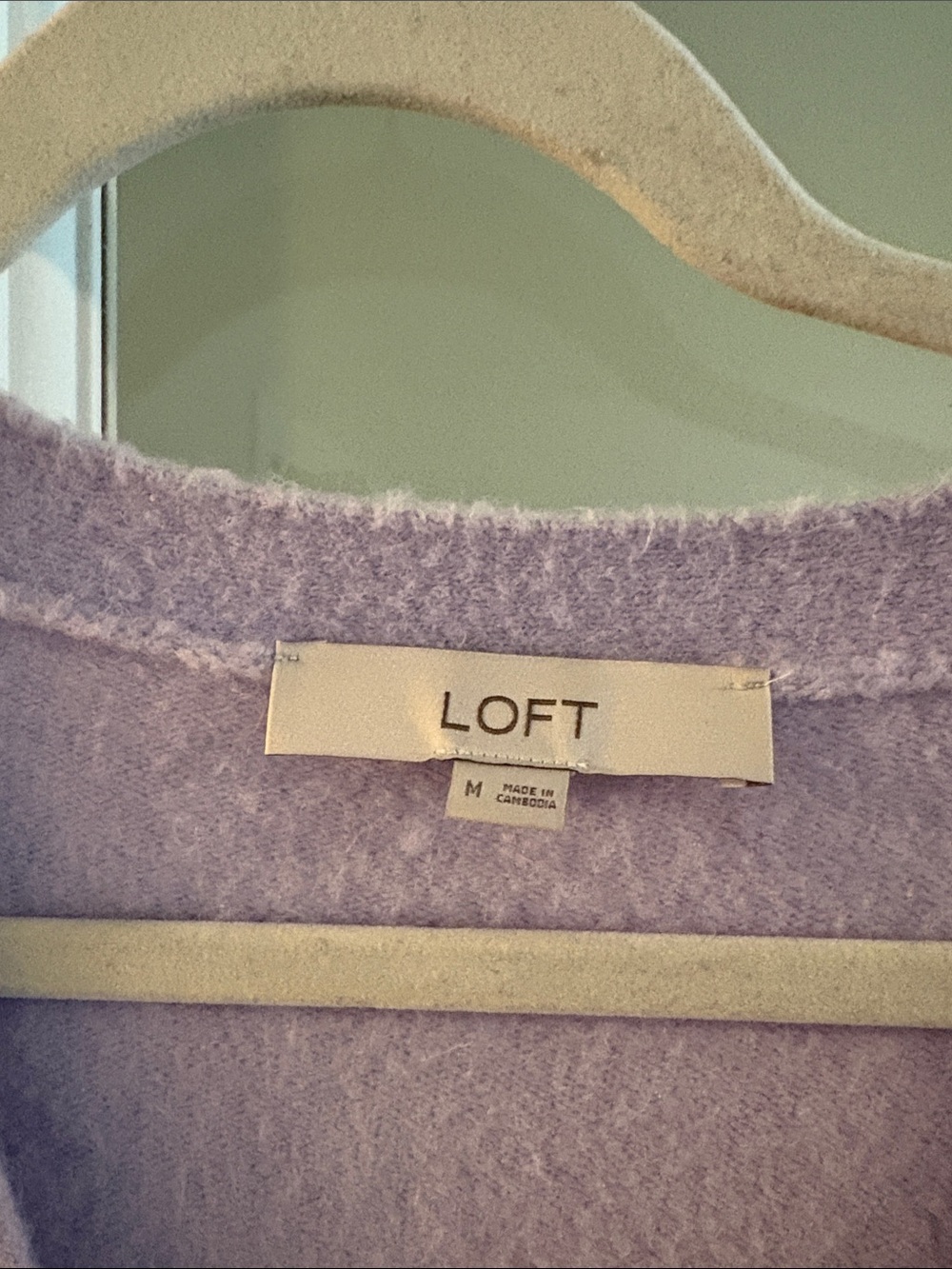 LOFT Soft Lavender V-Neck Button Cardigan - Picture 2 of 3